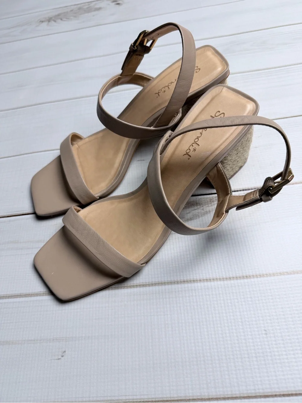 Splendid Beige Strap Espadrille Block Heel Sandals